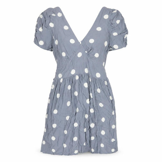 Closet Womens Grey Polka Dot Viscose A-Line Size 10 V-Neck Zip