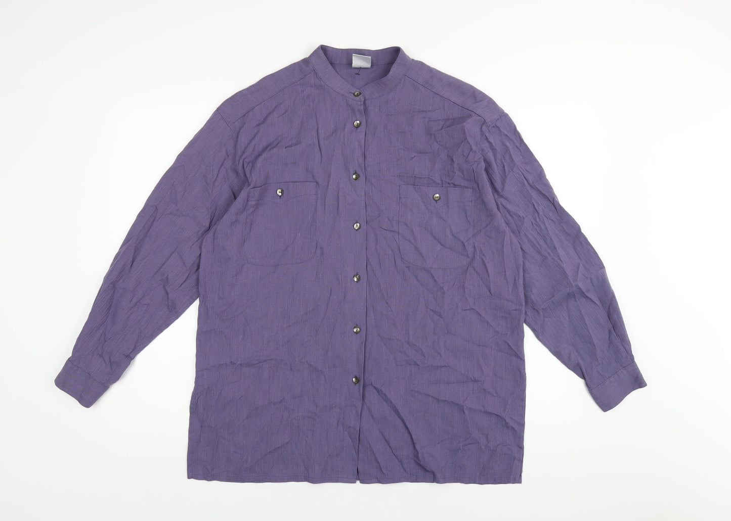 Womens UK Size L Country Casuals Purple Basic Button-Up