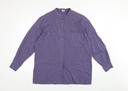 Womens UK Size L Country Casuals Purple Basic Button-Up