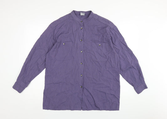 Womens UK Size L Country Casuals Purple Basic Button-Up