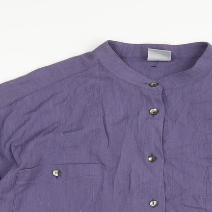 Womens UK Size L Country Casuals Purple Basic Button-Up