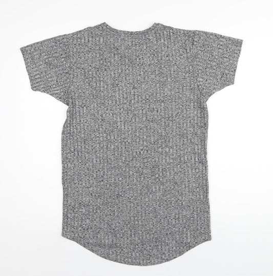 SikSilk Mens Grey Polyester T-Shirt Size XS Round Neck