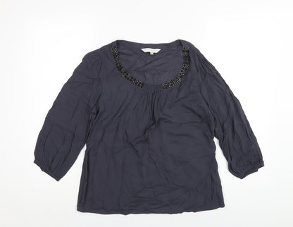 RJR.John Rocha Womens Grey Viscose Basic Blouse Size 10 Scoop Neck