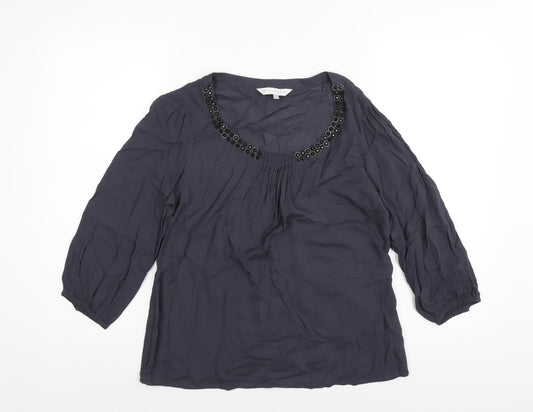 RJR.John Rocha Womens Grey Viscose Basic Blouse Size 10 Scoop Neck