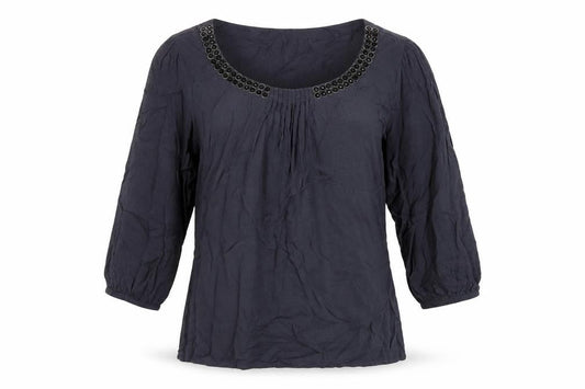 RJR.John Rocha Womens Grey Viscose Basic Blouse Size 10 Scoop Neck
