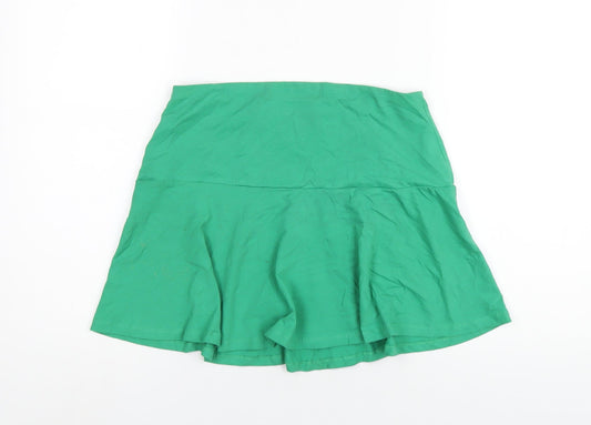 H&M Womens Green Cotton Skater Skirt Size M