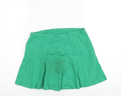 H&M Womens Green Cotton Skater Skirt Size M