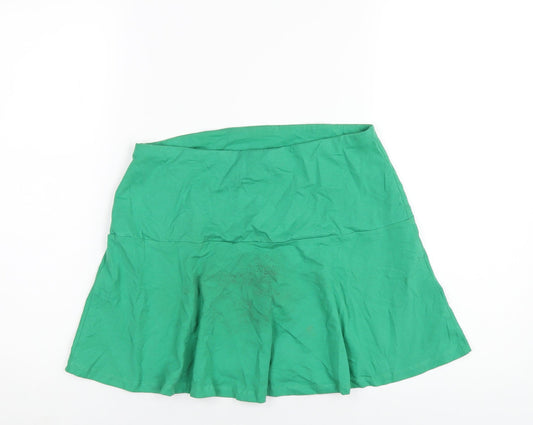 H&M Womens Green Cotton Skater Skirt Size M