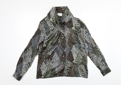 Cotswold Collection Womens Multicoloured Geometric Silk Basic Button-Up Size 10 V-Neck