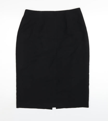Marks and Spencer Womens Black Polyester Straight & Pencil Skirt Size 12 Zip