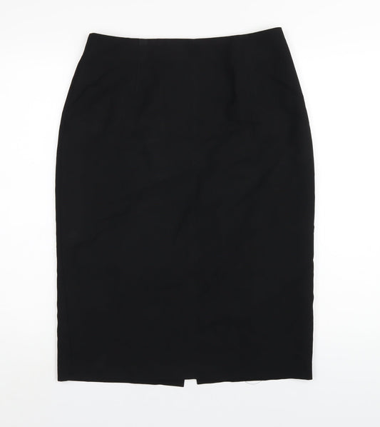 Marks and Spencer Womens Black Polyester Straight & Pencil Skirt Size 12 Zip