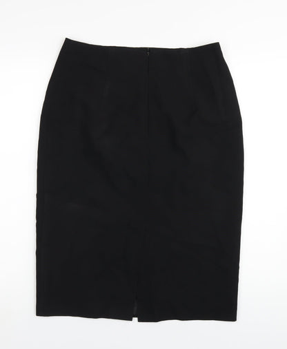 Marks and Spencer Womens Black Polyester Straight & Pencil Skirt Size 12 Zip