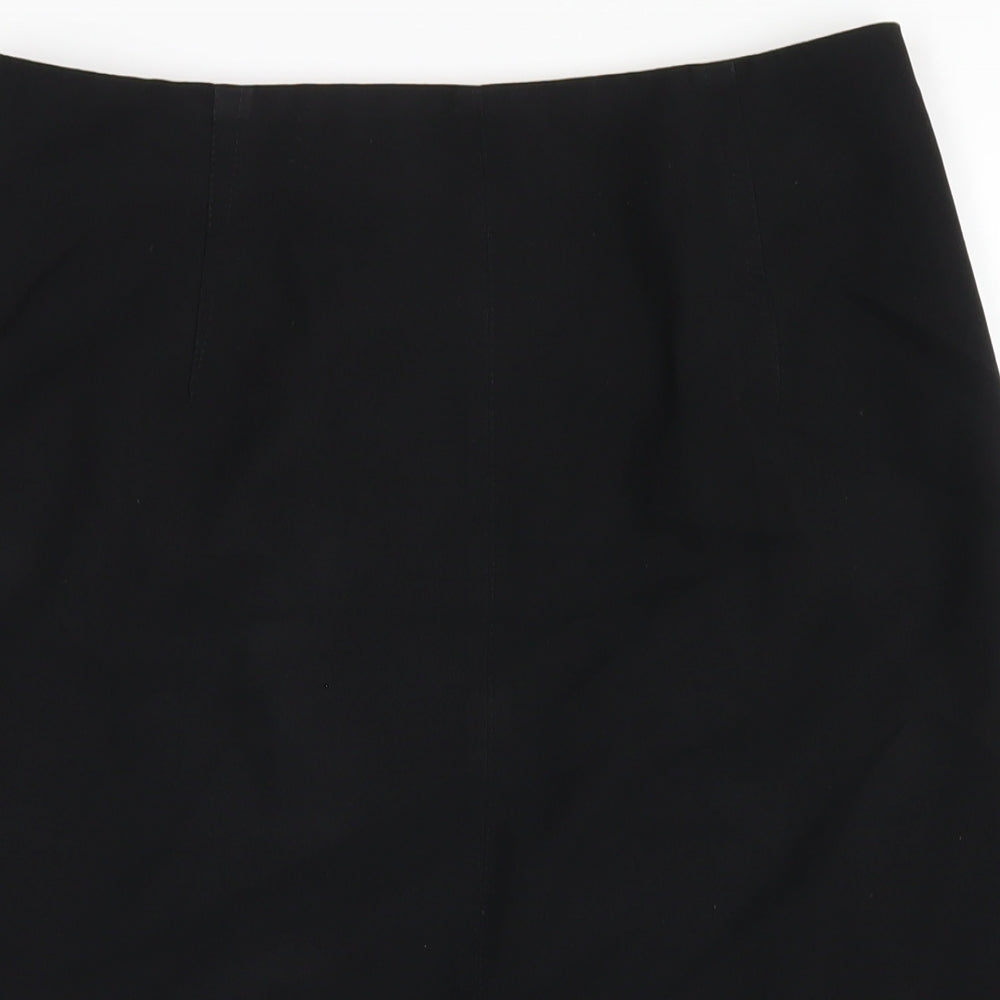 Marks and Spencer Womens Black Polyester Straight & Pencil Skirt Size 12 Zip