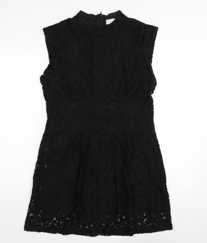 Apricot Womens Black Nylon A-Line Size 16 Round Neck Zip