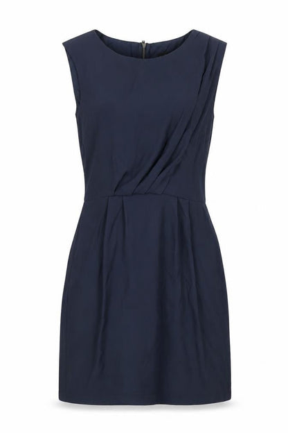 Topshop Womens Blue Polyester A-Line Size 8 Round Neck Zip