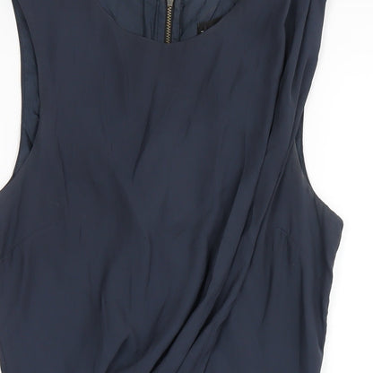 Topshop Womens Blue Polyester A-Line Size 8 Round Neck Zip