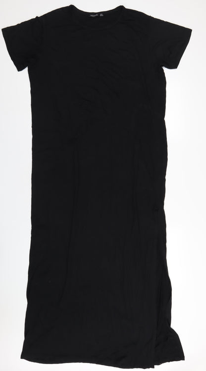 Boohoo Womens Black Viscose Maxi Size 16 Round Neck Pullover