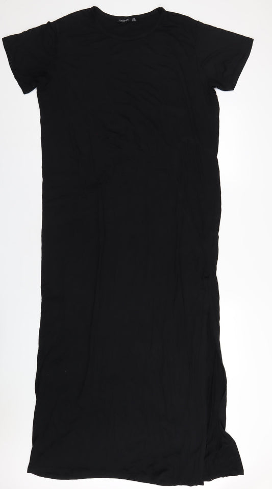 Boohoo Womens Black Viscose Maxi Size 16 Round Neck Pullover