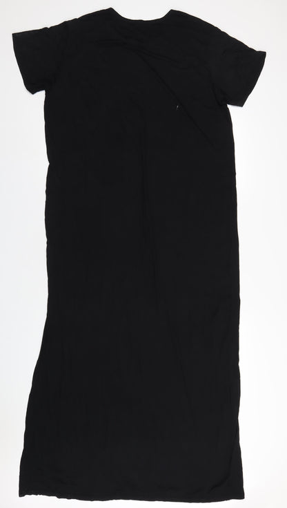 Boohoo Womens Black Viscose Maxi Size 16 Round Neck Pullover