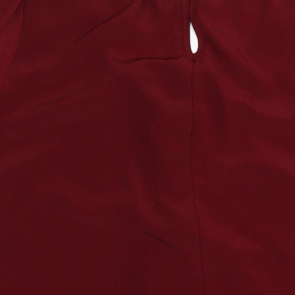 New Look Womens Red Polyester A-Line Size 18 Boat Neck Button