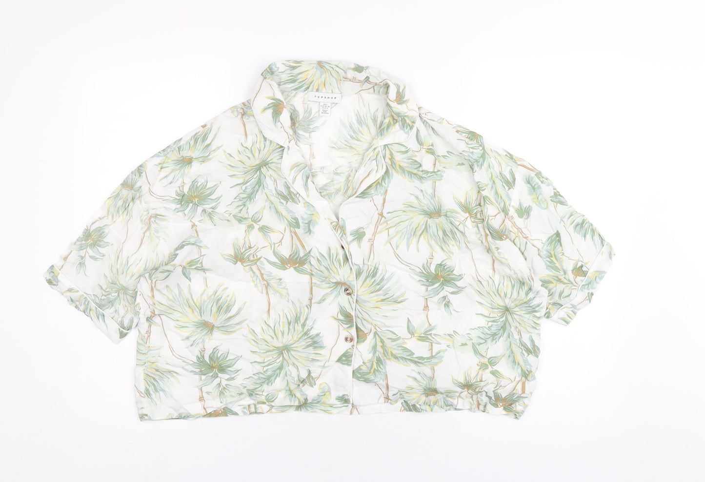Womens UK Size S Topshop Multicoloured Cropped Button-Up