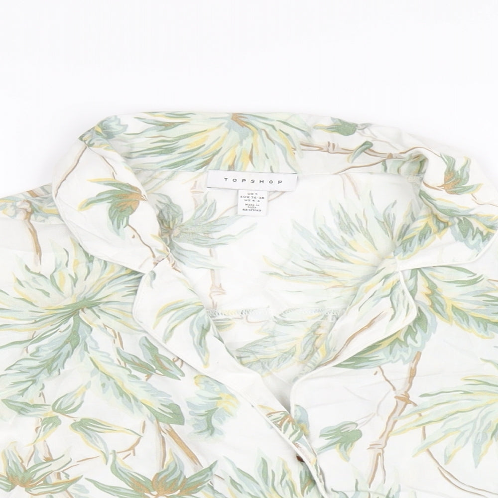 Womens UK Size S Topshop Multicoloured Cropped Button-Up