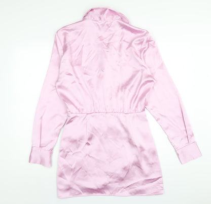 Zara Womens Pink Polyester Mini Size M Collared Zip