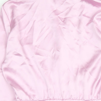 Zara Womens Pink Polyester Mini Size M Collared Zip