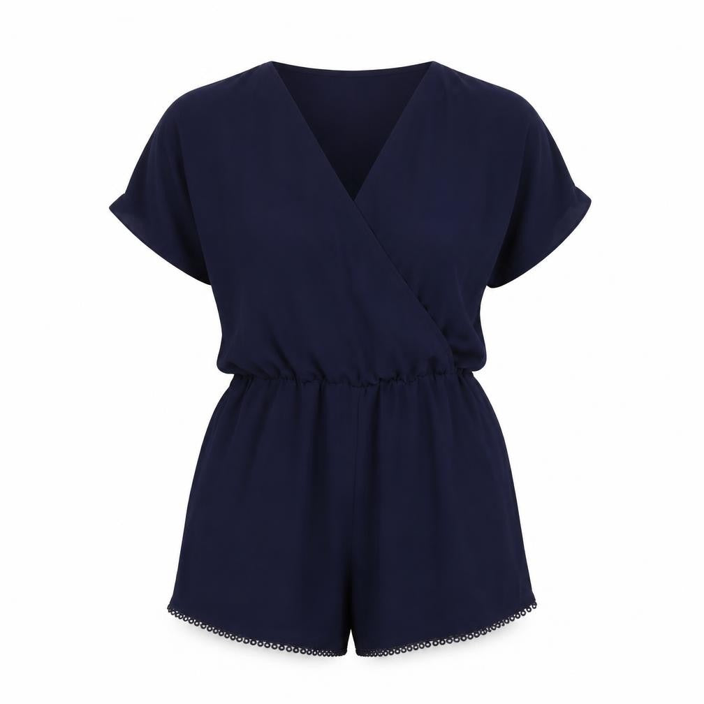 H&M Womens Blue Polyester Playsuit One-Piece Size 12 Pullover