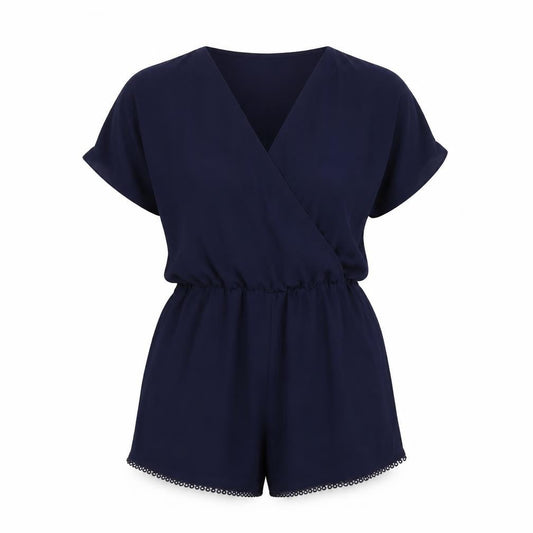 H&M Womens Blue Polyester Playsuit One-Piece Size 12 Pullover