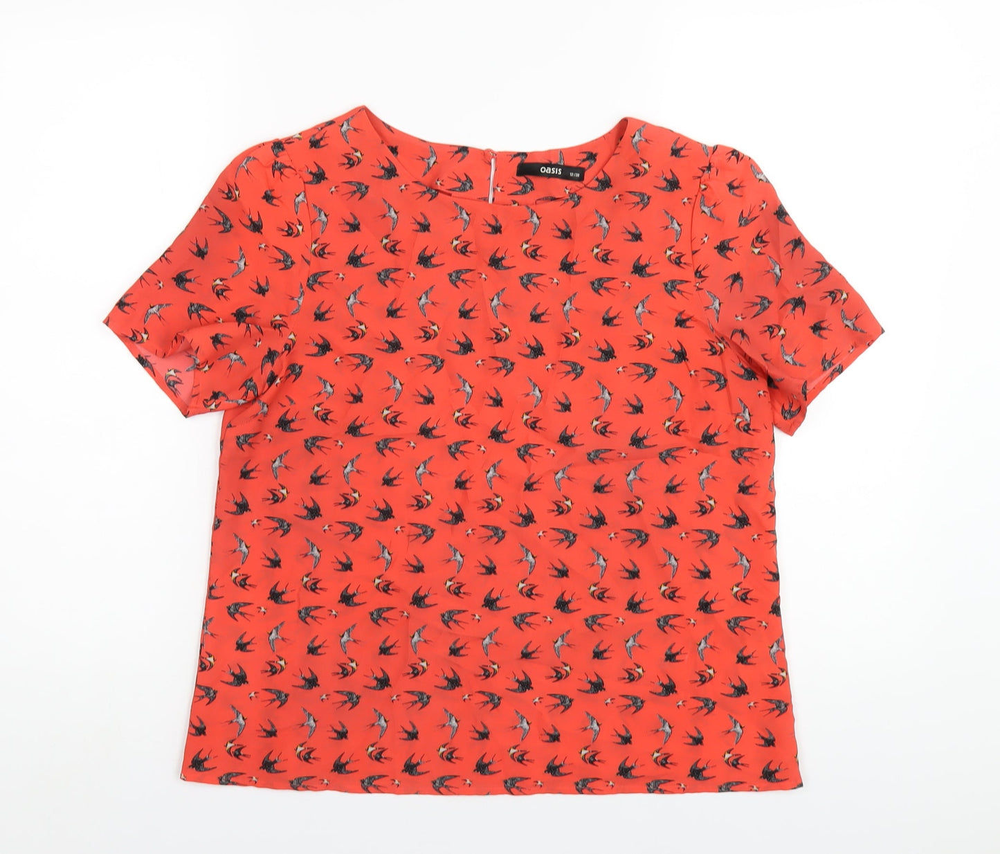 Womens UK Size 12 Oasis Red Basic T-Shirt