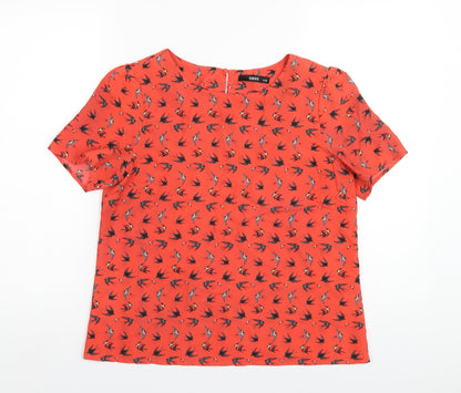 Womens UK Size 12 Oasis Red Basic T-Shirt