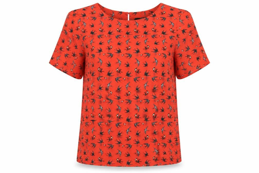 Womens UK Size 12 Oasis Red Basic T-Shirt