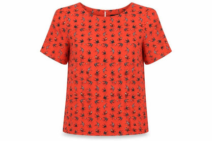 Womens UK Size 12 Oasis Red Basic T-Shirt