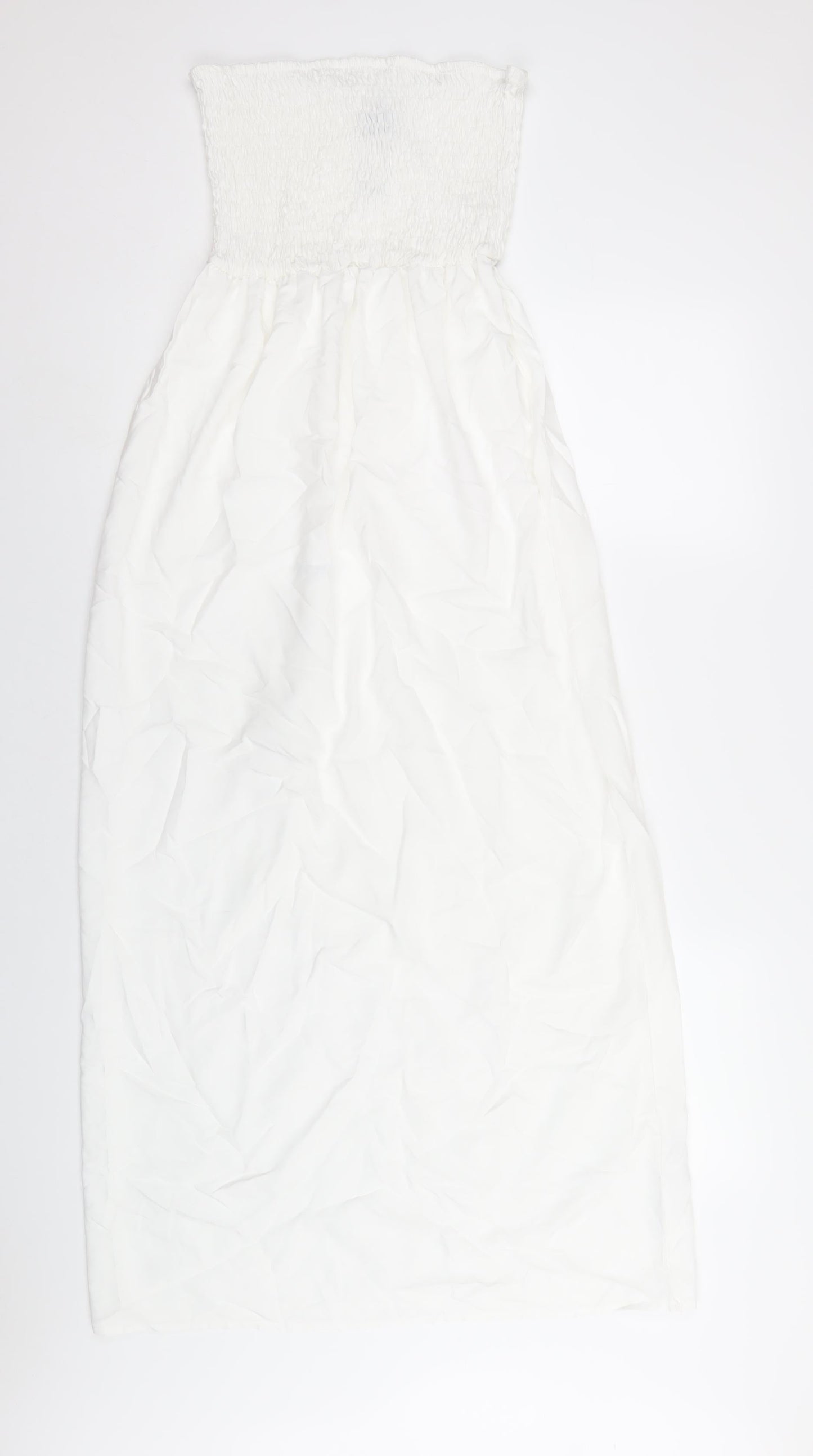 Boohoo Womens White Viscose A-Line Size 10 Square Neck Pullover