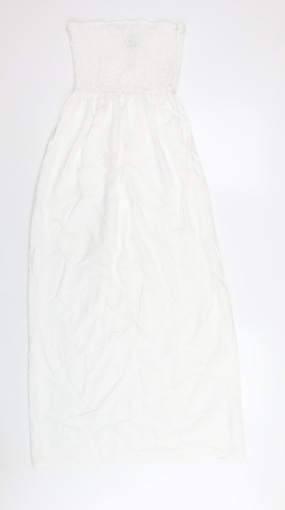 Boohoo Womens White Viscose A-Line Size 10 Square Neck Pullover