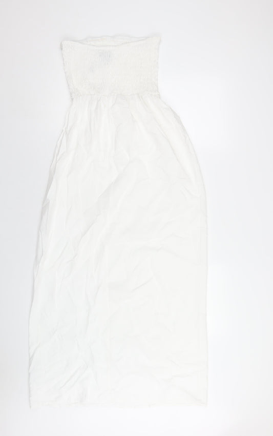 Boohoo Womens White Viscose A-Line Size 10 Square Neck Pullover