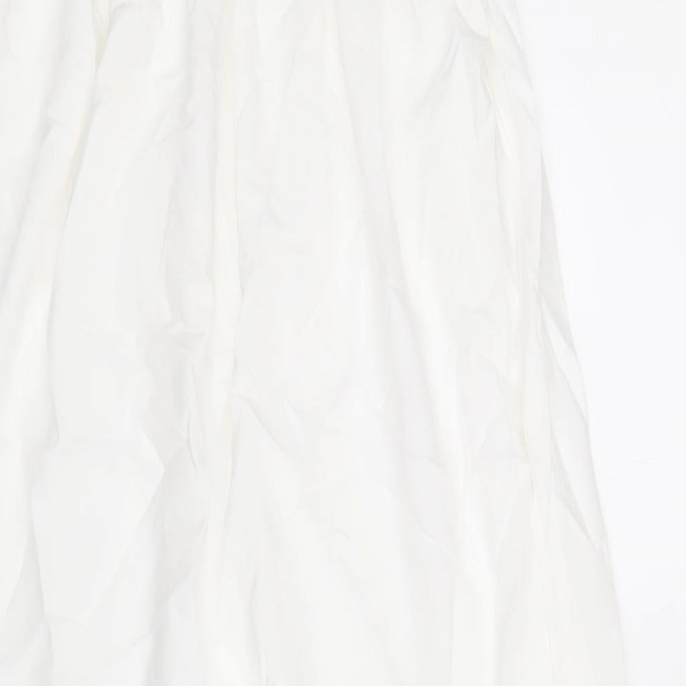 Boohoo Womens White Viscose A-Line Size 10 Square Neck Pullover