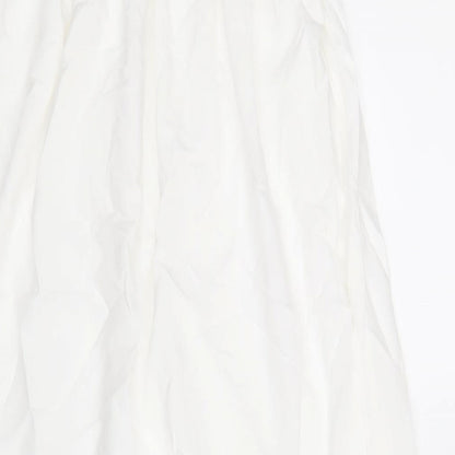 Boohoo Womens White Viscose A-Line Size 10 Square Neck Pullover