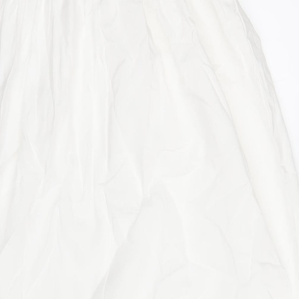 Boohoo Womens White Viscose A-Line Size 10 Square Neck Pullover