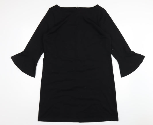 Gap Womens Black Polyester A-Line Size L Round Neck Zip