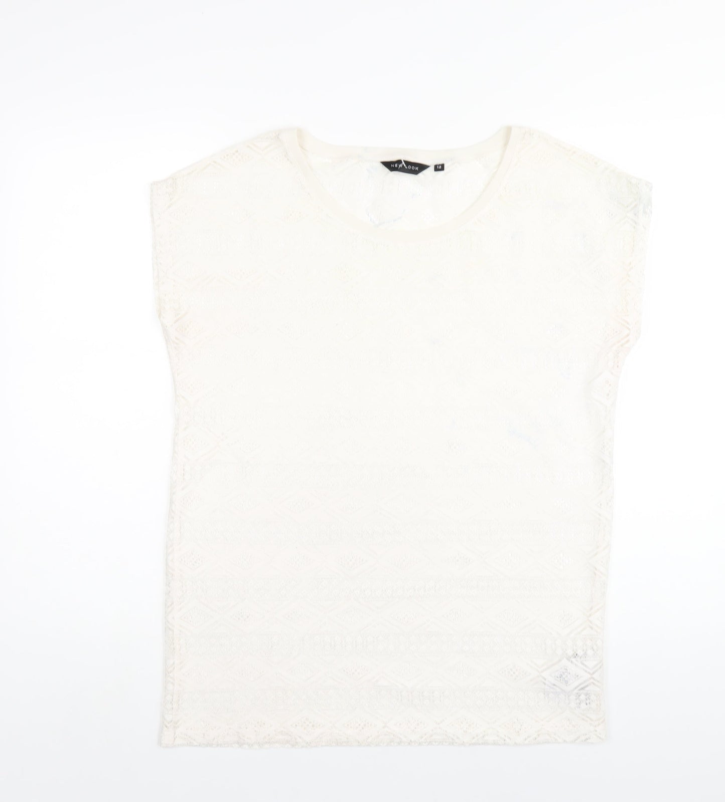 Womens UK Size 12 New Look Ivory Basic T-Shirt