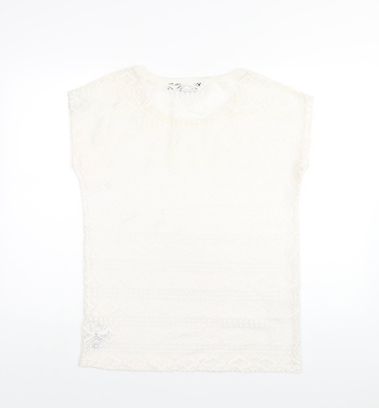 Womens UK Size 12 New Look Ivory Basic T-Shirt