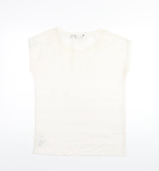 Womens UK Size 12 New Look Ivory Basic T-Shirt
