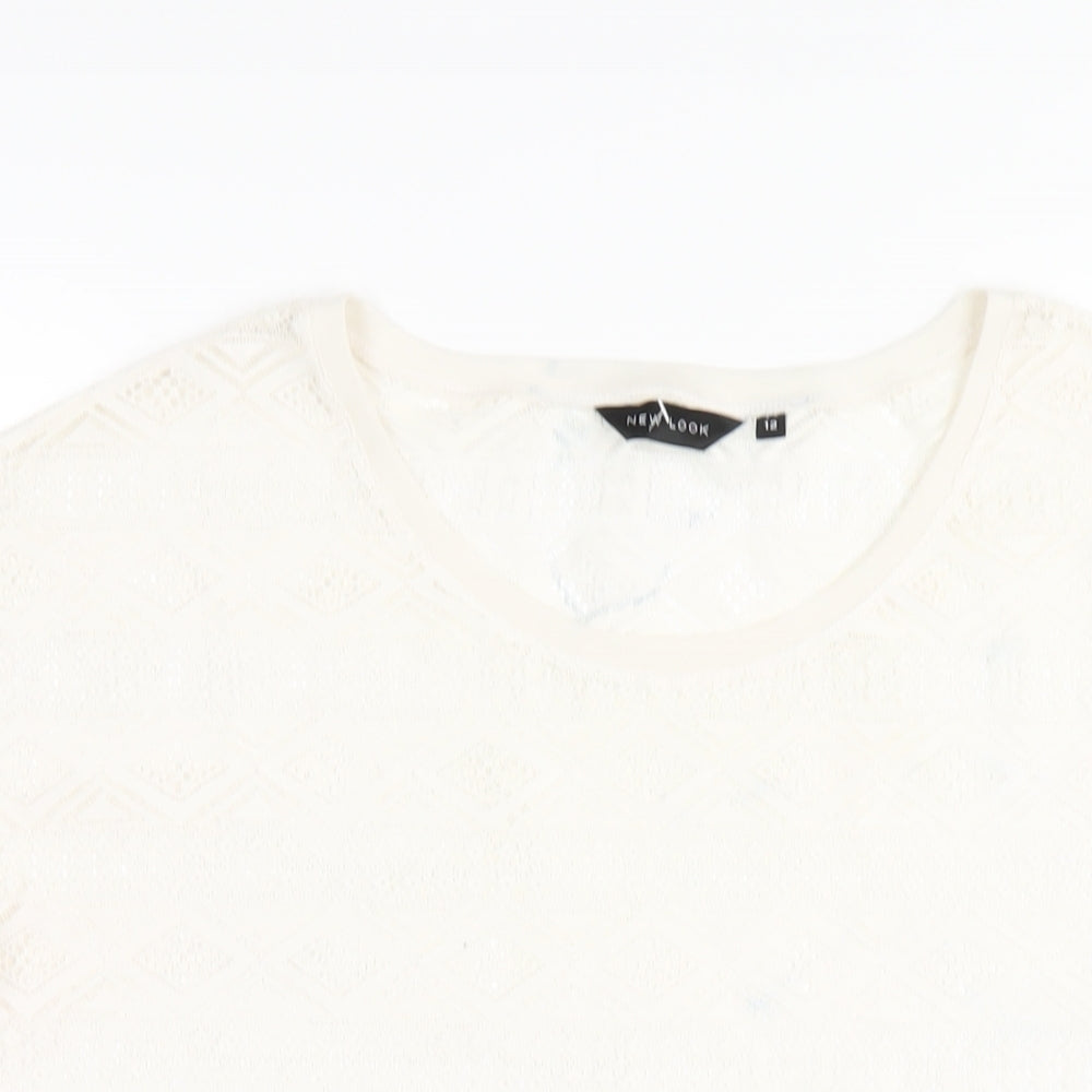 Womens UK Size 12 New Look Ivory Basic T-Shirt