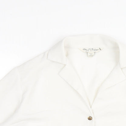 Miss Selfridge Womens White Polyester Basic Button-Up Size 8 Collared