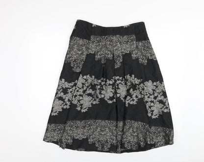 Kaliko Womens Black Geometric Acetate A-Line Skirt Size 12 Zip