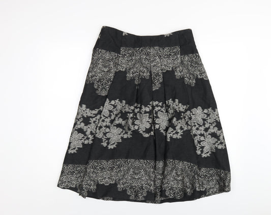 Kaliko Womens Black Geometric Acetate A-Line Skirt Size 12 Zip