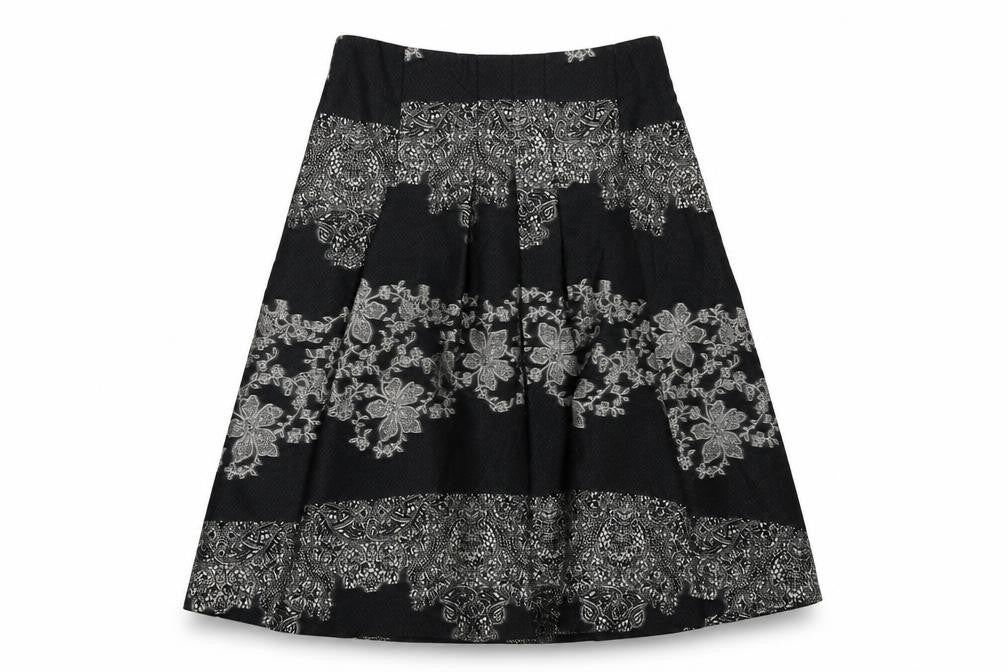 Kaliko Womens Black Geometric Acetate A-Line Skirt Size 12 Zip