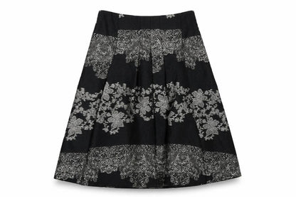 Kaliko Womens Black Geometric Acetate A-Line Skirt Size 12 Zip